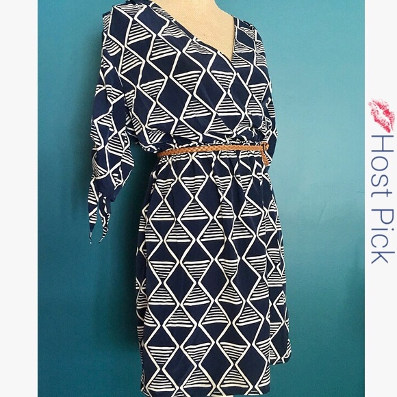Old Navy Dresses & Skirts - ⚡️HP⚓️Navy Faux Wrap Dress • Nautical • Geometric